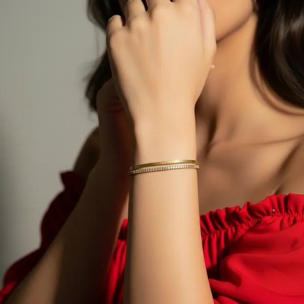 Gold_Plated_Brass_Double_Layer_Colorful_Cz_Snake_Chain_Bracelet_For_Women